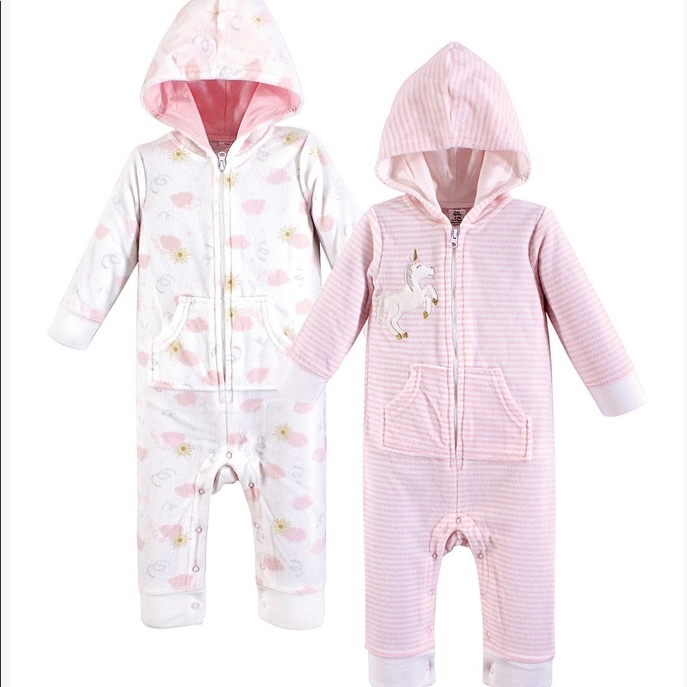 White & Pink Unicorn Playsuits